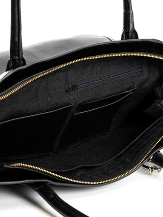 Athena Vegan Leather Tote Black