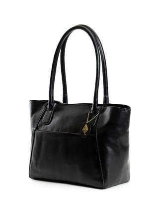 Athena Vegan Leather Tote Black