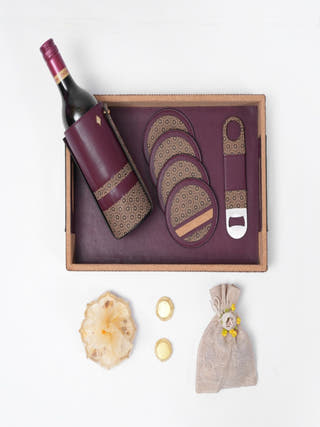 The Luxe Bar Vegan Leather Ensemble | Maroon