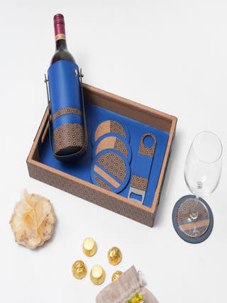 The Luxe Bar Vegan Leather Ensemble | Blue