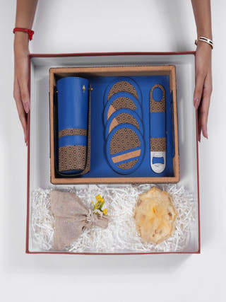 The Luxe Bar Vegan Leather Ensemble | Blue