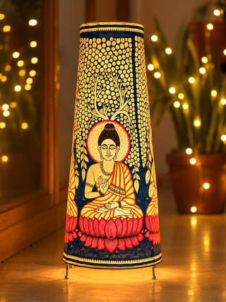 Buddha Hand Painted Floor Lamp - Blue