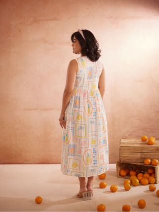 Miyaahh Hand-Embroidered Tropical Midi Dress