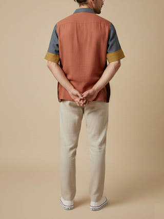 Firu Cuban Collar Paneled Shirt