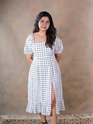 Polka Patakha Pure Cotton Block Printed Midi Dress