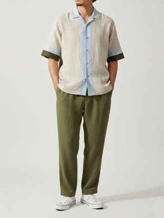 Elow Cuban Collar Panelled Shirt