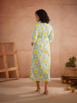 Lumii Hand-Embroidered Lemon Shirt Dress