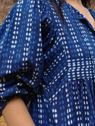 Drew Indigo Cotton Dress Sivaka India Blue