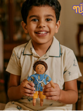 Nilah's Younger Brother Raagu Boy Doll in Blue shirt