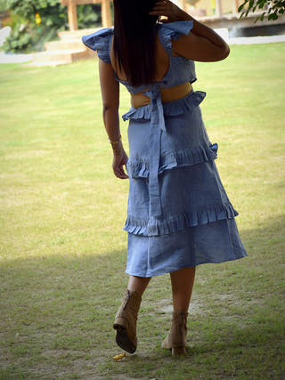 Madrid Sun Dress Blue Frills&Falls