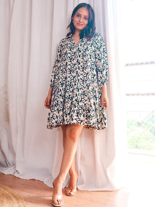 Aria Midnight Rose Tiered Dress Sivaka India Off White