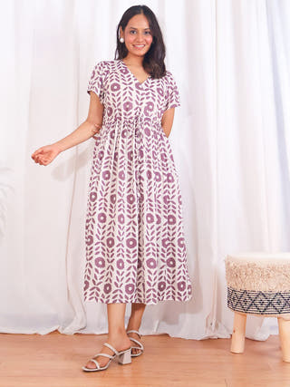 Leah Fit-and-Flare White Dress Sivaka India White