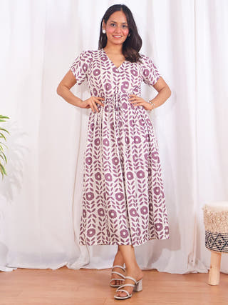 Leah Fit-and-Flare White Dress Sivaka India White