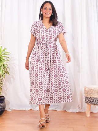 Leah Fit-and-Flare White Dress Sivaka India White