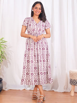 Leah Fit-and-Flare White Dress Sivaka India White