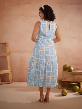 Nira Hand-Embroidered Coastal Midi Dress