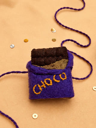 Hand Embroidered Chocolate Rakhi | Purple