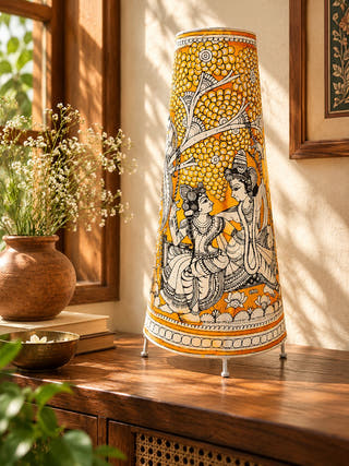 Julaan Leela Hand Painted Table Lamp - Yellow
