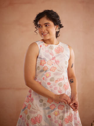 Prajaktta Hand-Embroidered Floral Midi Dress