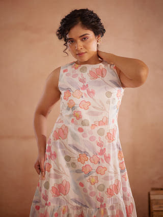Prajaktta Hand-Embroidered Floral Midi Dress