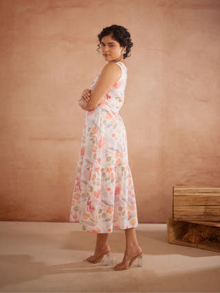 Prajaktta Hand-Embroidered Floral Midi Dress
