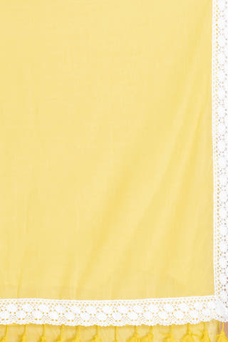 Pure cotton solid saree with lace border Without Blouse Piece II Yellow