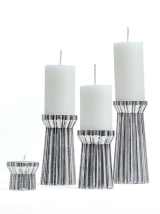 Qutub Silver Candle Stand | Set of 4