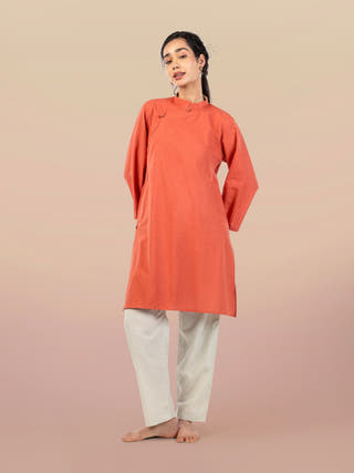 Kora Cotton-Linen Tunic with Modern Tibetan Collar