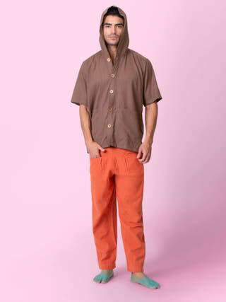 Nomad Brown Hooded Shirt