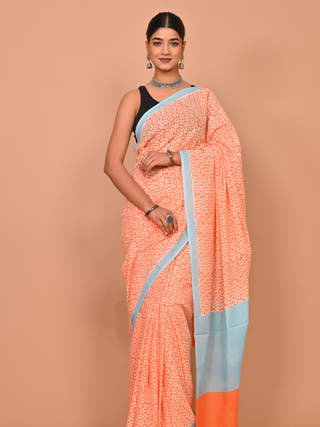 Oorja Heritage Hand Block Printed Pure Cotton Saree