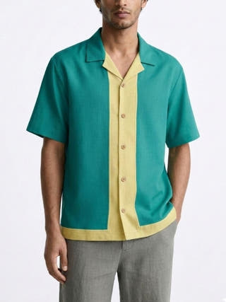 Vexo Cuban Collar Panelled Shirt