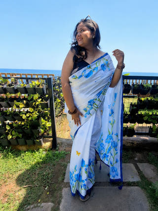 Aparajita Hand Painted Cotton Mul Mul Saree