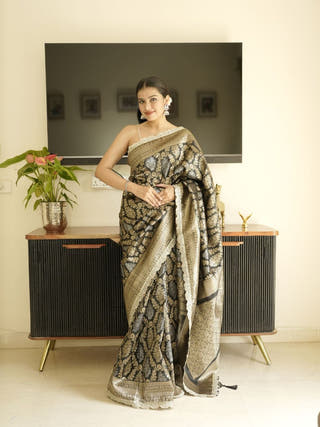 Black-Gold Banarasi Silk Saree