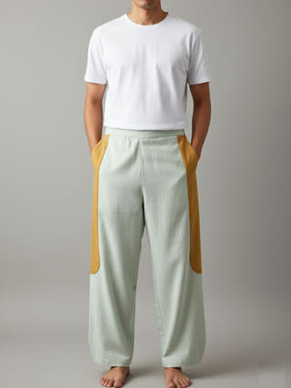 Tipa - Green Flowy Pants with Side Panel