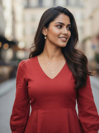 Emma Red Cotton Midi Dress