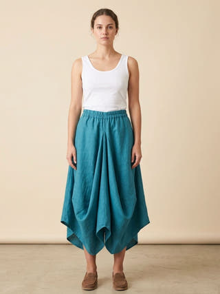 Hary- Teal Draped Harem Skirt