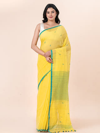 Mimosa - Pure Cotton Saree With Jamdani Motifs Without Blouse Piece