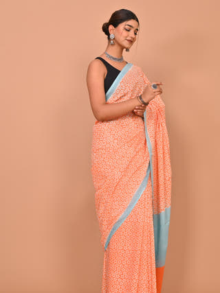 Oorja Heritage Hand Block Printed Pure Cotton Saree