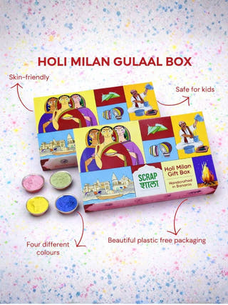 Holi Milan Gulaal Box | Four Packs of Natural Gulaal | Handmade in Banaras
