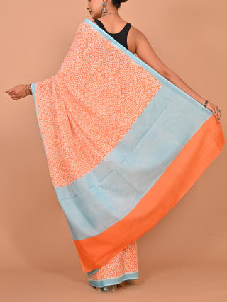 Oorja Heritage Hand Block Printed Pure Cotton Saree