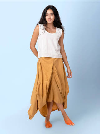 Hary Draped Harem Mustard Skirt