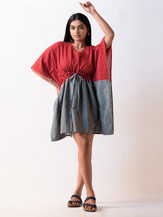 Dobby Free Size Kaftan Dress Red