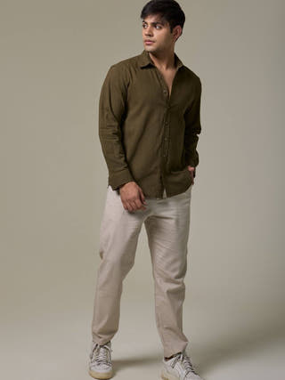 Wild Olive Cotton Linen Shirt
