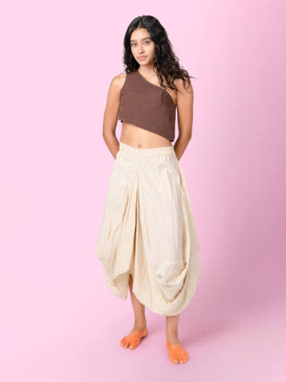 Swish - Brown One Shoulder Sleeveless Crop Top