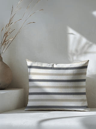 Oslo Black and Beige Striped Cotton Cushion Cover