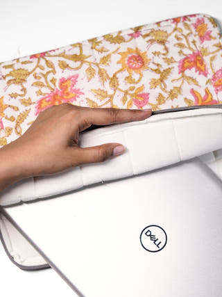 Orange Leaf Floral Laptop Sleeve 14"