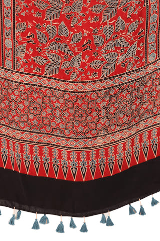 Block printed Modal Stole Red Teenaro