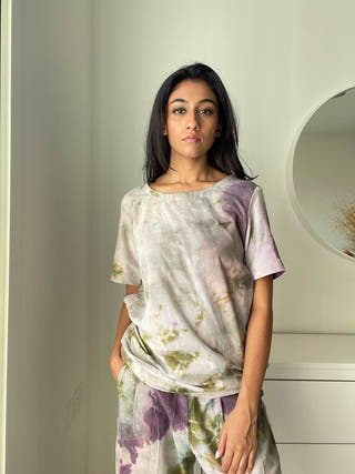 Eela Natural Dye Cotton-Linen T-Shirt