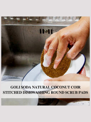 Goli Soda Natural Coconut Coir Round Stitched Dishwashing Scrub Pads Pack of 12 Goli Soda