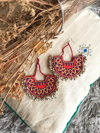 Chitrahaar Moon Earrings (Red) Studio Naach